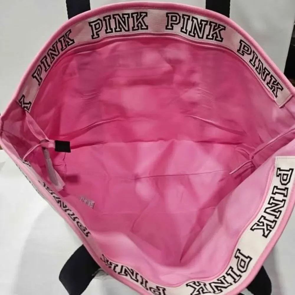 PINK Victoria's secret pink white striped tote bag
